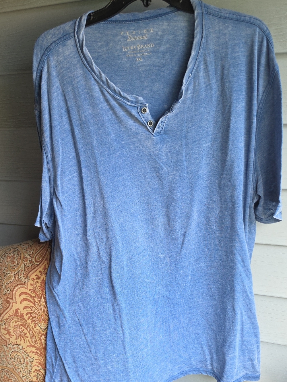 Lucky Brand Blue Short-Sleeve Henley Tee